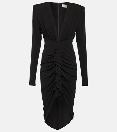 Alexandre Vauthier Draped Jersey Midi Dress In Black