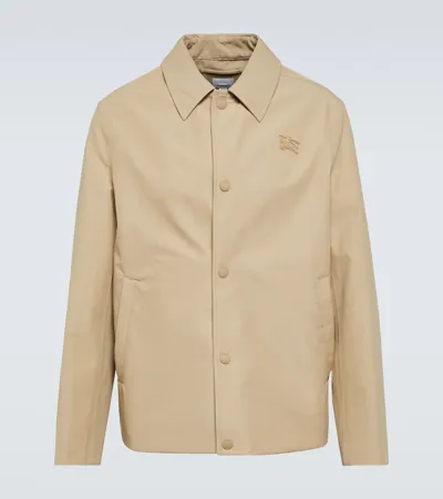 Burberry Equestrian Knight Cotton-blend Jacket In Beige