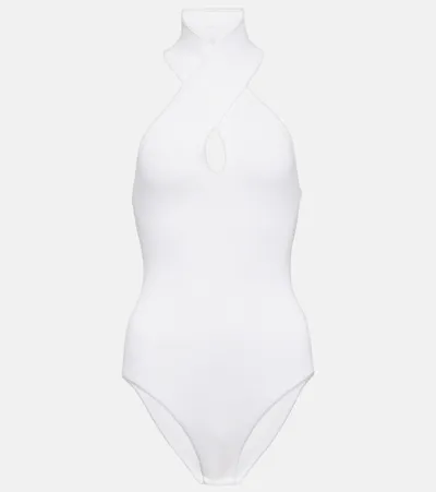 Alaïa Ribbed-knit Halterneck Bodysuit In White