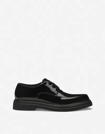 Dolce & Gabbana Patent Leather Derby Shoes In Black