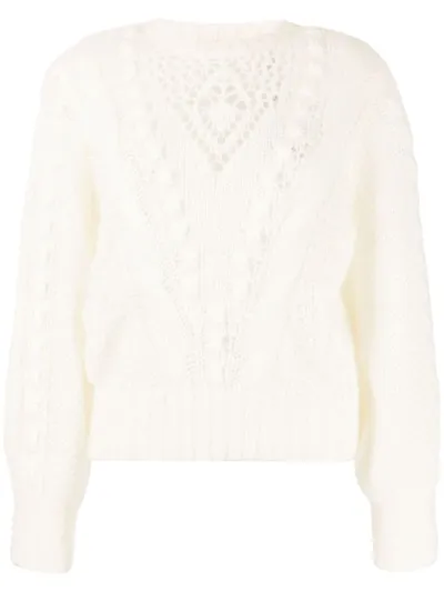 Twinset Open-knit Crew-neck Jumper In White