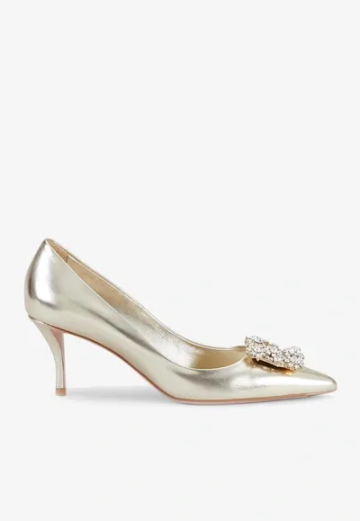 Roger Vivier 65 Crystal-embellished Buckle Pumps In Nappa Leather In Gold