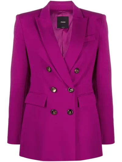 Pinko V-neck Double-breasted Blazer In Pink