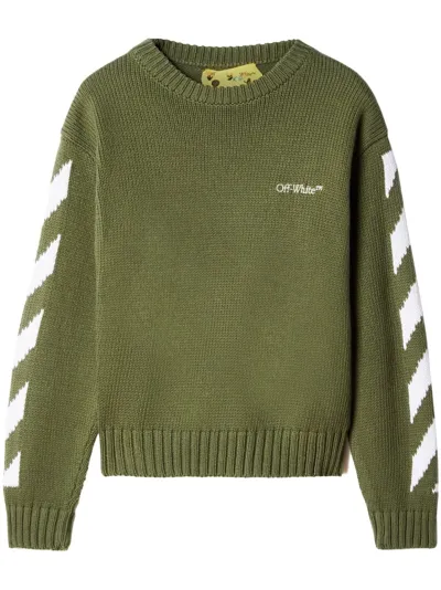 Off-white Kids' Arrows Cotton Jumper In Green