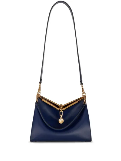 Etro Medium Leather Vela Bag In Navy Blue