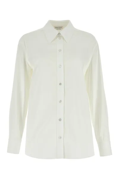 Alexander Mcqueen Poplin Shirt In White