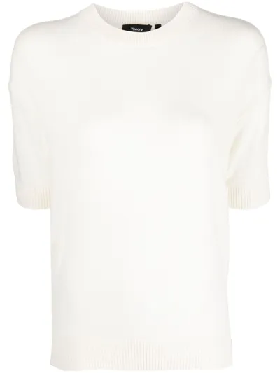 Theory Short-sleeved Cashmere T-shirt In New Ivory