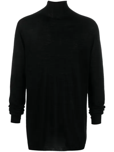 Rick Owens Roll-neck Virgin Wool Jumper In Black