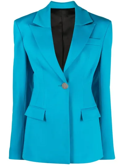 Attico Blue Cool Wool Blazer In Light Blue