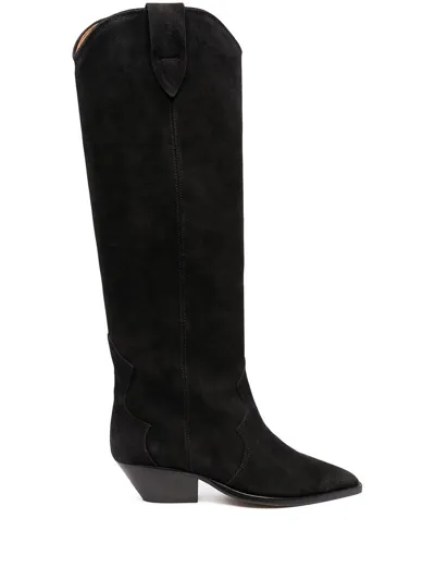 Isabel Marant Denvee 50mm Suede Knee-high Boots In Black