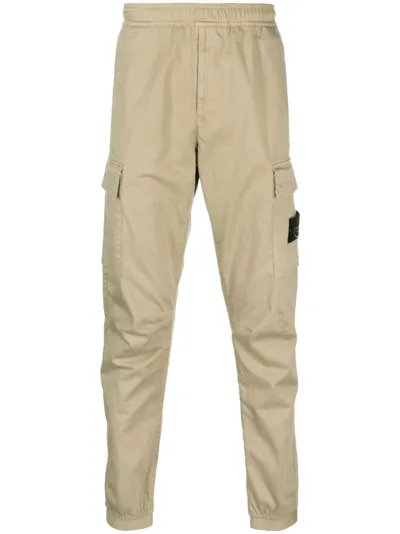 Stone Island Compass-patch Cargo Trousers In Sand