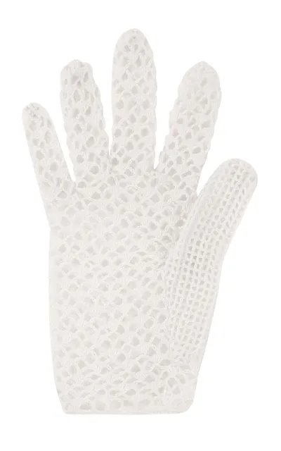 Anna October Gladys Knit Cotton Gloves In Ivory