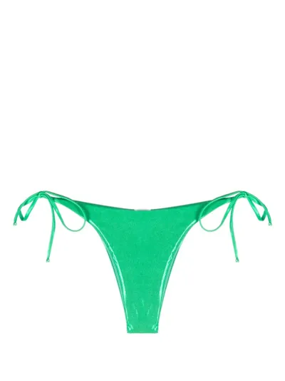 Moschino Side-tie Bikini Bottoms In Grün