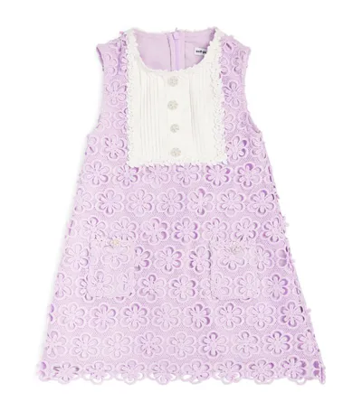 Self-portrait Kids' Guipure Lace Dress In Purple