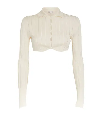 Alaïa Ribbed-knit Cropped Cardigan In White