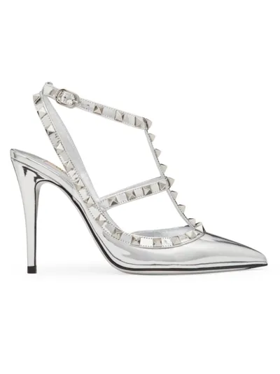 Valentino Garavani Rockstud Mirror-effect Pump With Matching Straps And Studs 100mm Woman Silver 40