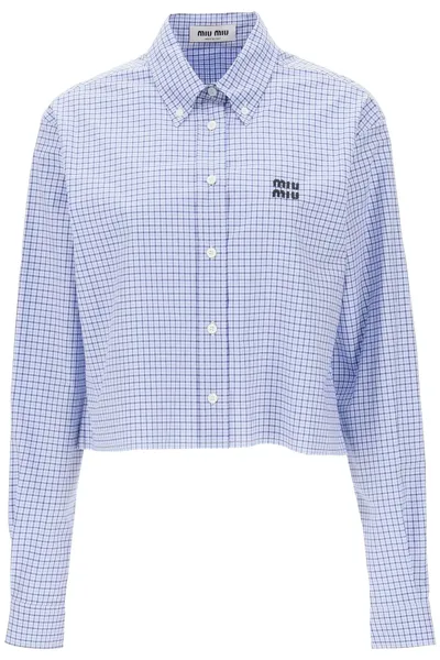 Miu Miu Check Poplin Boxy Shirt