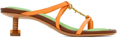 Jacquemus Orange Le Raphia 'les Sandales Basses Pralu' Sandals In Multicolor