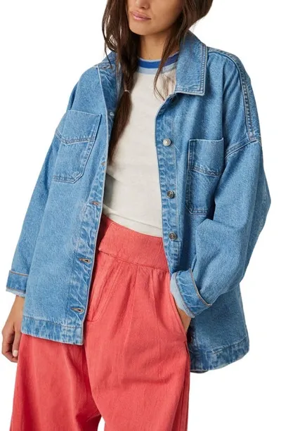 Free People Madison City Denim Jacket In Blue