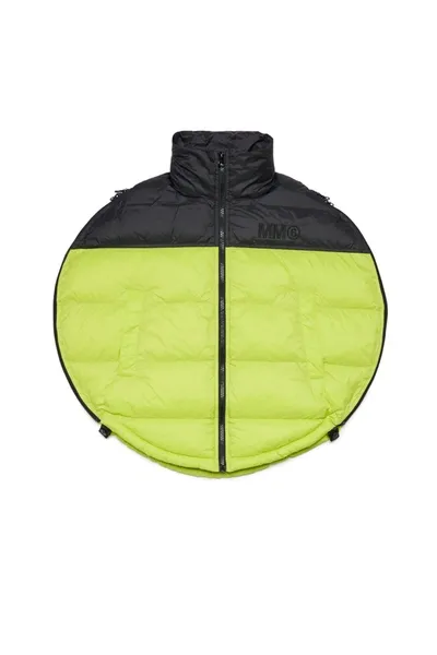 Mm6 Maison Margiela Round Colorblock Jacket In Green