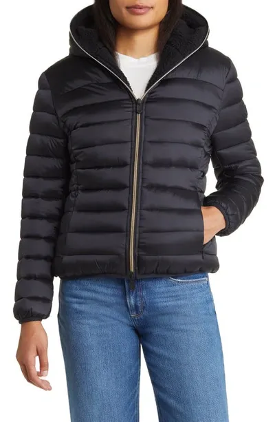 Save The Duck Alexis Water-resistant Hooded Puffer Jacket In Schwarz