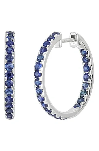 Bony Levy El Mar Inside Out Hoop Earrings In 18k White Gold - Sapphire