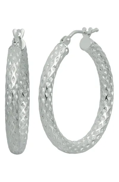 Bony Levy 14k Gold Faceted Hoop Earrings In 14k White Gold