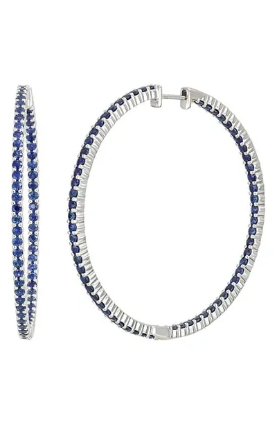 Bony Levy Large El Mar Inside Out Hoop Earrings In 18k White Gold - Sapphire