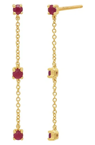 Bony Levy El Mar Ruby Linear Earrings In 18k Yellow Gold