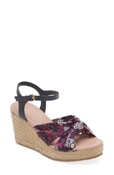 Ted Baker Taylina Floral Espadrille Wedge Sandal In Navy