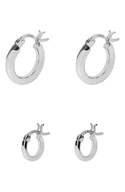 Argento Vivo Sterling Silver Set Of 2 Hoop Earrings In Silver