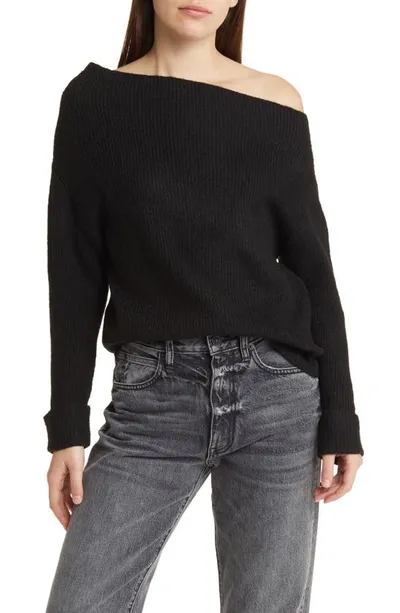 Treasure & Bond One-shoulder Rib Sweater In Black