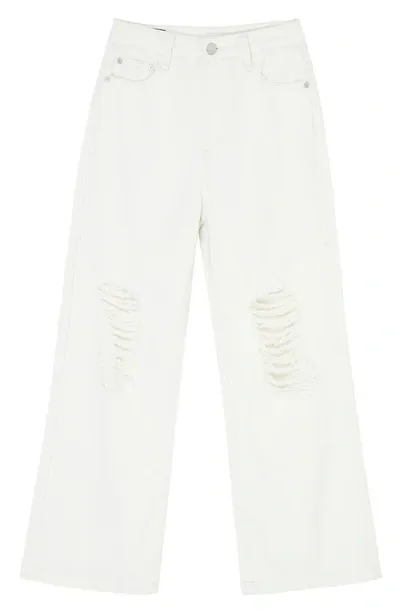 Habitual Kids Kids' Ripped Rigid Wide Leg Boyfriend Jeans In Off-white