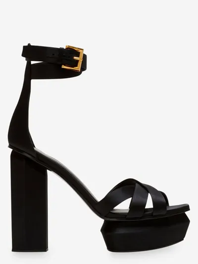 Balmain 95mm Ava Platform Poly Sandals In Black