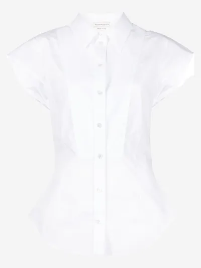 Alexander Mcqueen Cap-sleeve Cotton Shirt In White