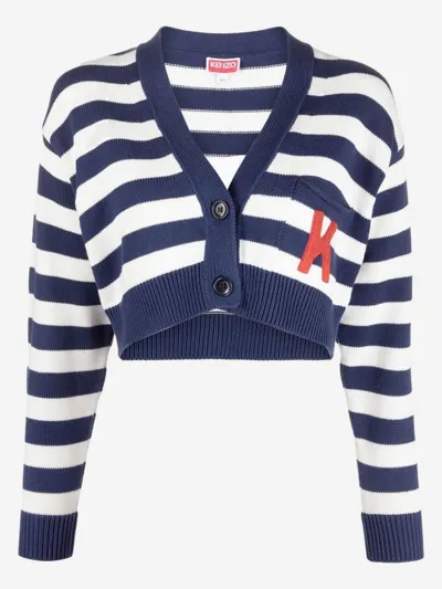 Kenzo Striped Cropped Cardigan In Multicolor