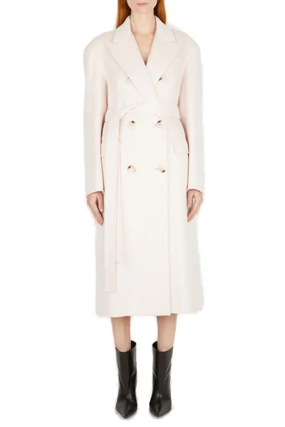 Sportmax Belted Double Breasted Coat In Pink