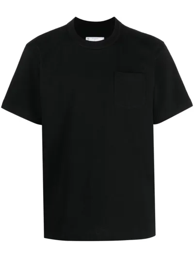 Sacai Buckled Short-sleeve T-shirt In Black