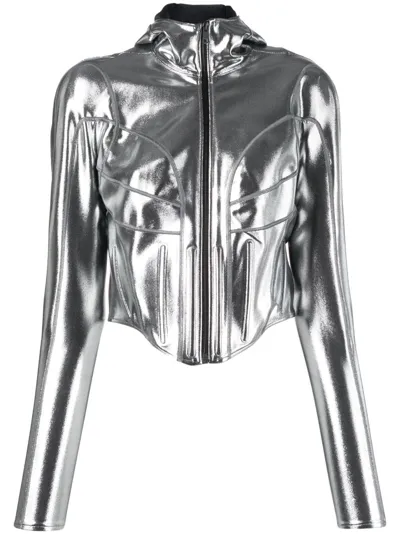 Mugler Metallic-oberteil In Grey