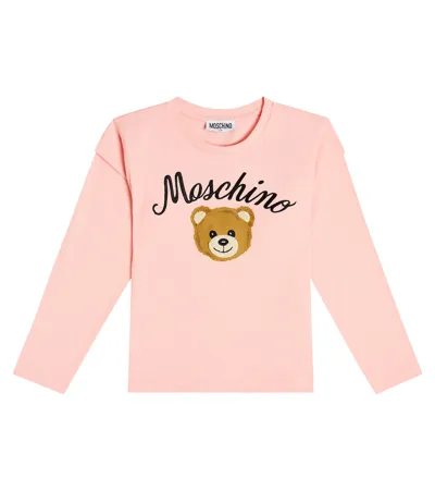 Moschino Kids' Printed Cotton-blend T-shirt In Pink