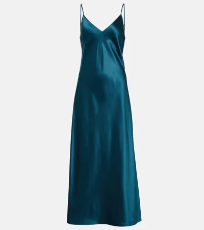 Joseph Clea Silk Satin Midi Dress In Dark Teal