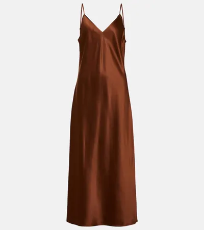 Joseph Clea Satin Midi Dress In Mahogany