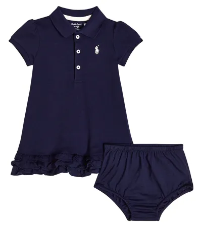 Polo Ralph Lauren Baby Cotton Dress And Bloomers Set In Blue