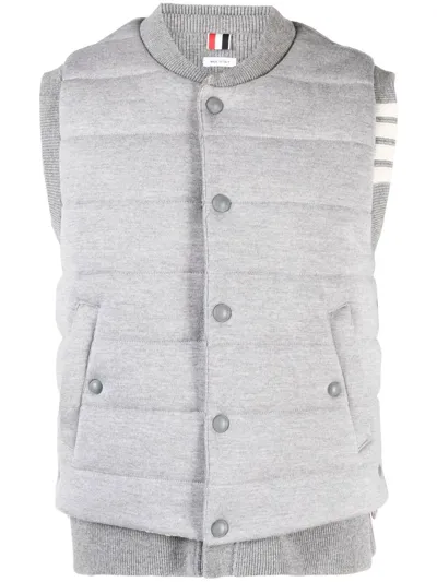 Thom Browne Padded-design Button-down Gilet In Grey