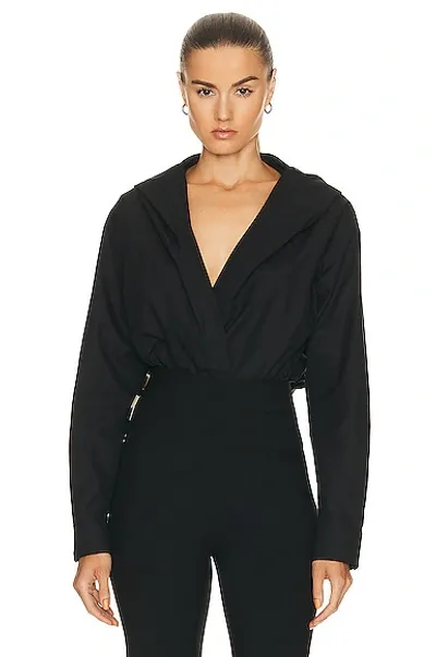 Alaïa Hooded Bodysuit In Schwarz