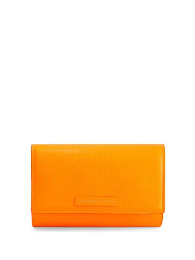 Giuseppe Zanotti Wendy Crocodile-effect Clutch Bag In Orange