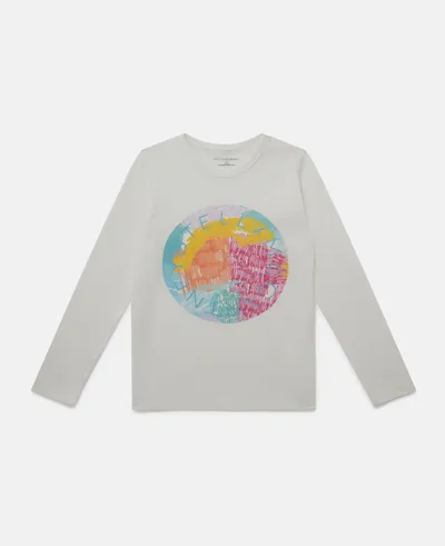 Stella Mccartney Logo Scribble Disc Long Sleeve T-shirt In Cream