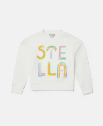 Stella Mccartney Kids' Stella Logo Rainbow Sweatshirt In Blue