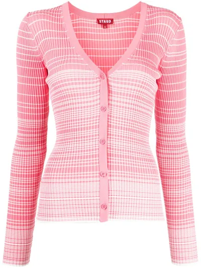 Staud Pink Cargo Cardigan In Multi