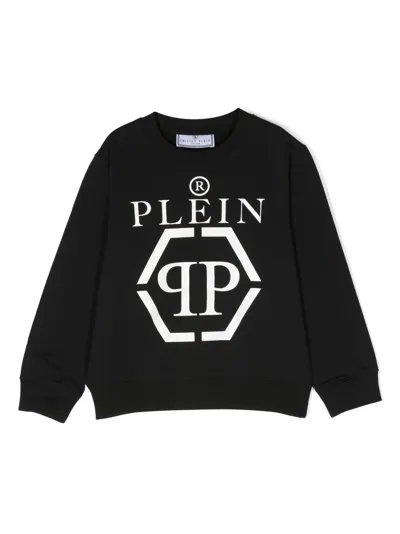 Philipp Plein Junior Kids' Logo-print Long-sleeve Sweatshirt In Black